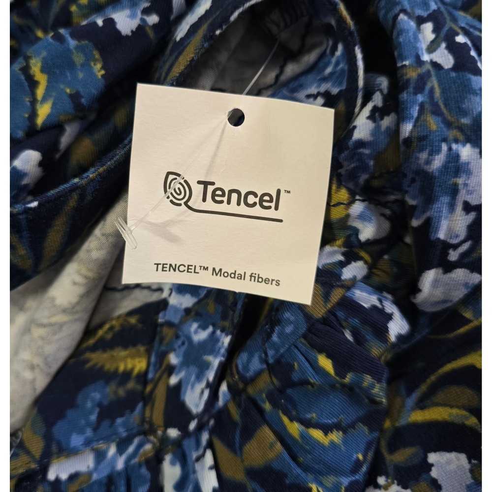 Lands End Womens 2X Blue Floral Tencel Modal Henley Long Sleeve Blouse Top NWT - Picture 16 of 16